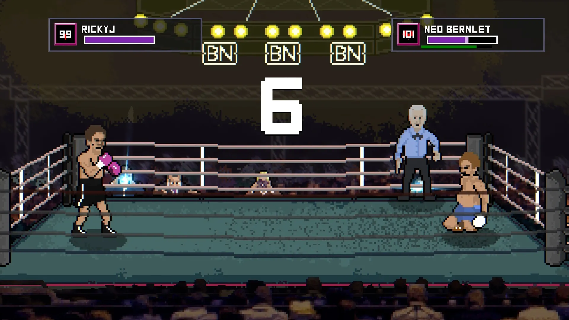 Bruisers 2D Boxing green recovery bar during the count
