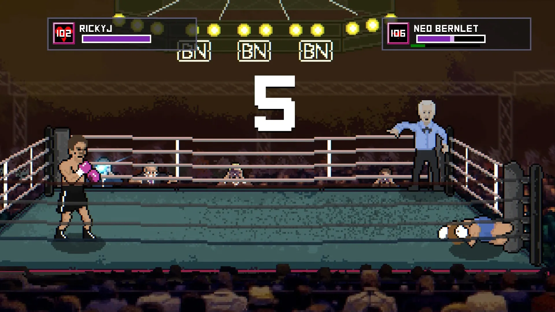Bruisers 2D Boxing downed opponent at the ten-count